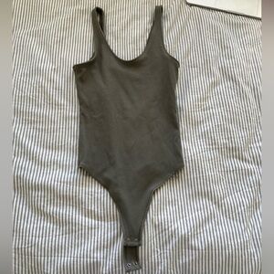 Abercrombie Soft A&F Collection Olive Green Sleeveless Thong Bodysuit Size XS